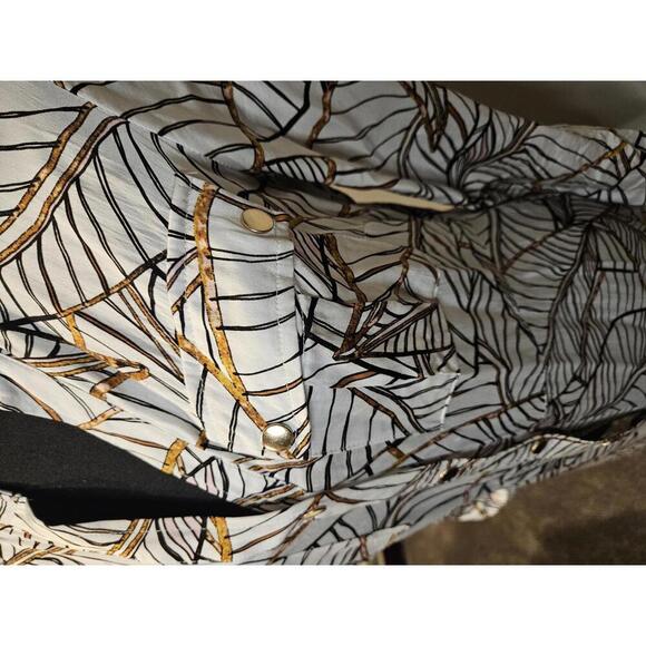 Esqualo Elegant Leaf Print Button-Up Dress #93 - Picture 5 of 8